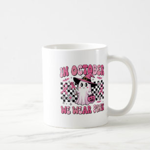 Caneca De Café Outubro Vestimos Aboborinhas Rosa no Dia das Bruxa