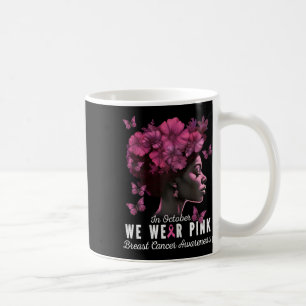 Caneca De Café Outubro Vestimos Cancer de mama preto rosa Awa