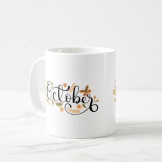 Caneca De Café Outubro Whimsy - Autumn Butterfly & Floral Script