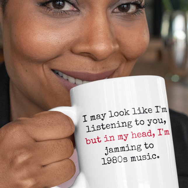 Caneca De Café Ouvindo citações engraçadas do Music Gen X dos ano (jamming to 80s music funny quotes mug)
