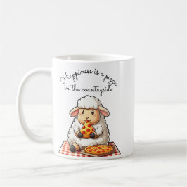 Caneca De Café Oveja comiendo pizza