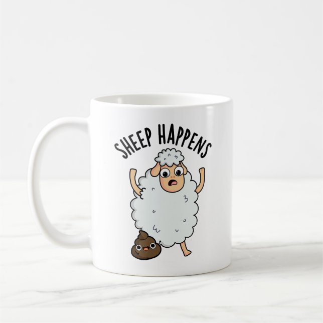 Caneca De Café Ovelha Acontece Piada de Cocô Engraçada  (Esquerda)