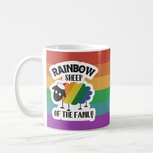 Caneca De Café Ovelha Arco-íris do Orgulho da Família (Esquerda)