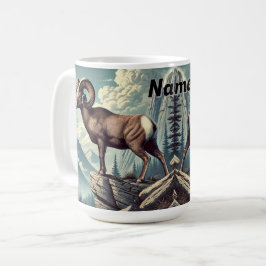 Caneca De Café Ovelha Bighorn Personalizada em um Cultivo Rochoso