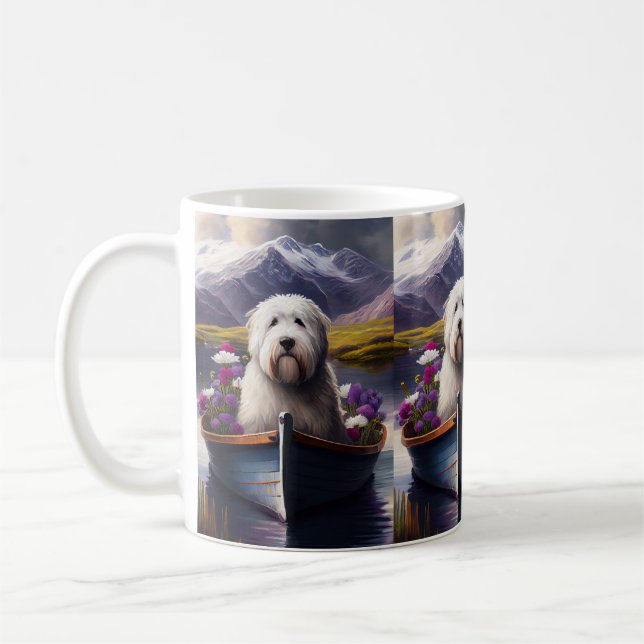 Caneca De Café Ovelha Cachorro de Inglês em Paddle: Uma aventura  (Esquerda)