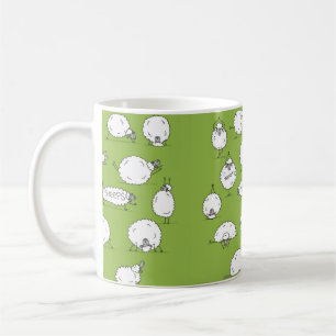 Caneca De Café Ovelha engraçada fazendo ioga, esboço