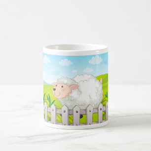 Caneca De Café Ovelhas Sorridentes no Campo Ensolarado