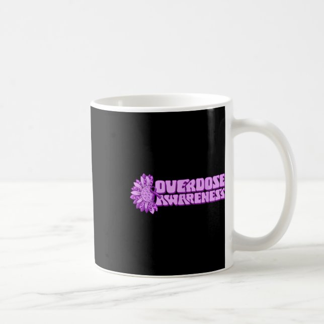 Caneca De Café Overdose Awareness Purple Ribbon Drug Addiction 32 (Direita)