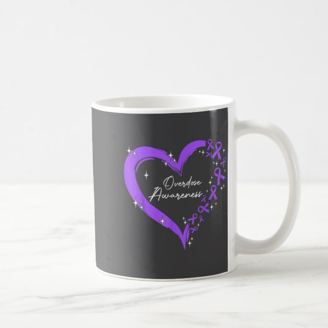 Caneca De Café Overdose Awareness Purple Ribbon Drug Addiction He (Direita)