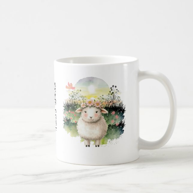 Caneca De Café Ovinos de Corte com texto personalizado (Direita)
