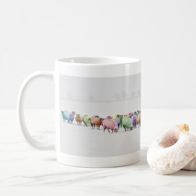 Caneca De Café Ovinos de Muitas Cores (Com Donut)