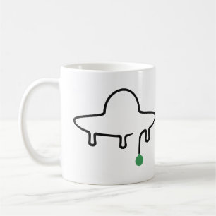 Caneca De Café OVNI Minimalista Desenho de Linha Única com Gota V