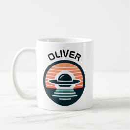 Caneca De Café OVNI Minimalista Moderna ao Pôr do Sol