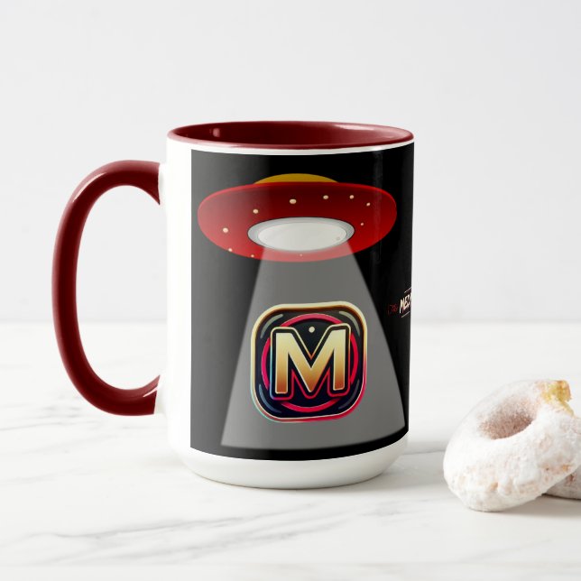 Caneca de café OVNI preto (Com Donut)