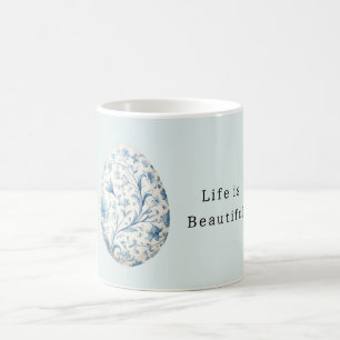 Caneca De Café Ovo Floral Azul