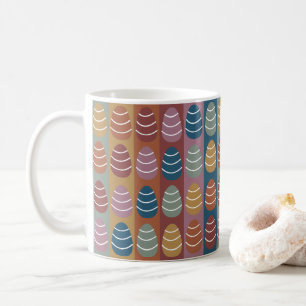 Caneca De Café Ovos de Páscoa Coloridos Listras Padrão Feliz Pásc