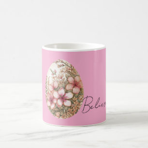 Caneca De Café Ovos de Páscoa com Flores Cor-de-Rosa da Primavera