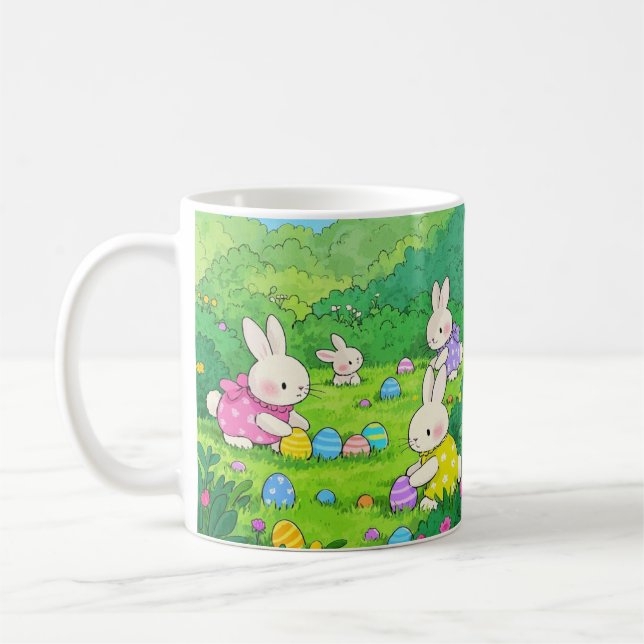 Caneca De Café Ovos de Páscoa de Bunnies de Cartoon (Esquerda)