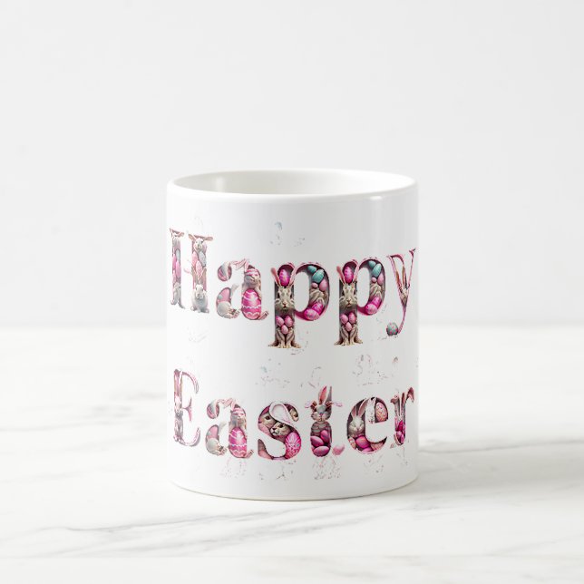 Caneca De Café Ovos de Páscoa de Bunnies de Texto do felz pascoa (Centro)