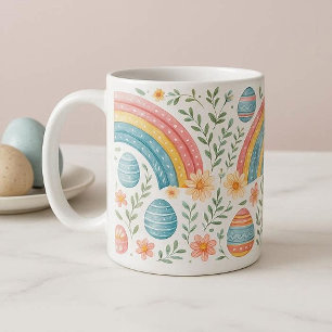 Caneca De Café Ovos de Páscoa Decorativos Tema Arco-íris Primaver
