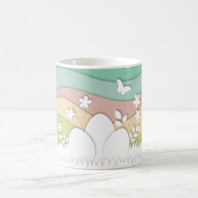 Caneca De Café Ovos de páscoa escondidos na primavera, pintinhos  (Centro)