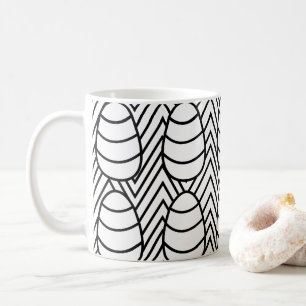 Caneca De Café Ovos de Páscoa Listras Chevron Feliz Páscoa Padrão
