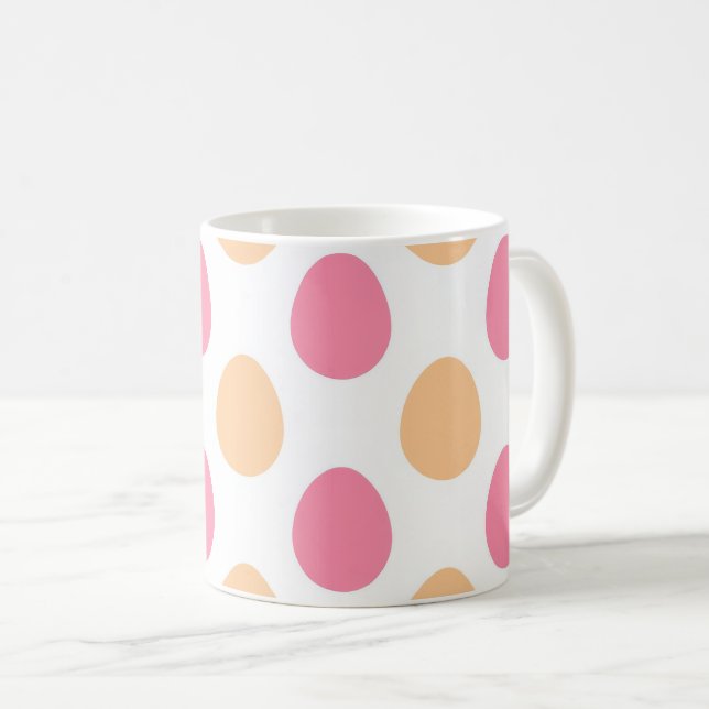 Caneca De Café Ovos de Páscoa Pastel Rosa e Pêssego Padrão (Frente Esquerda)