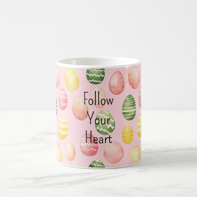 Caneca De Café Ovos de Páscoa Rosa Amarelo Verde (Centro)