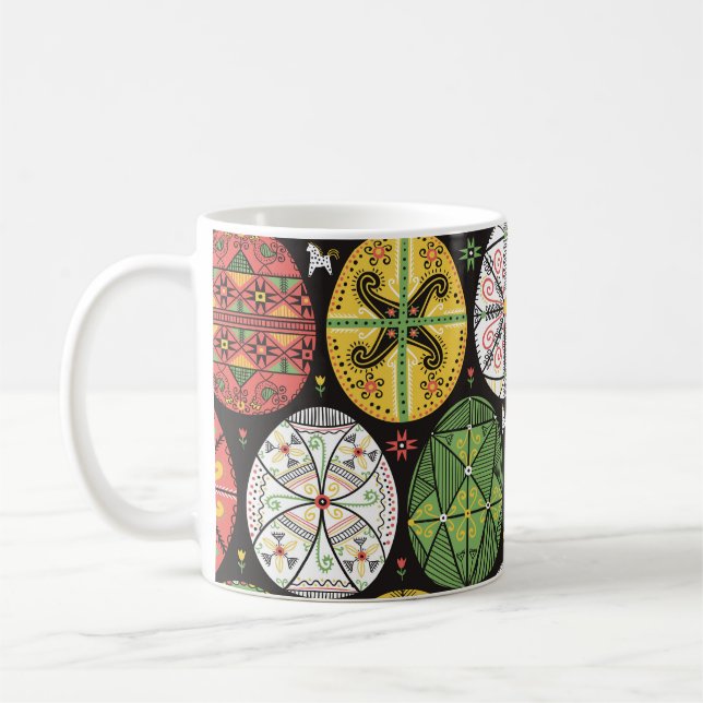 Caneca De Café Ovos de Páscoa ucranianos, padrão de colheita. (Esquerda)