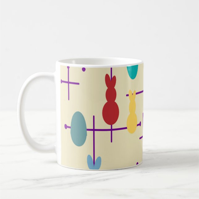 Caneca De Café Ovos e Bunnies Modernos do século médio (Esquerda)