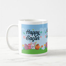 Caneca De Café Ovos Felizes da Páscoa Coelho & Flores