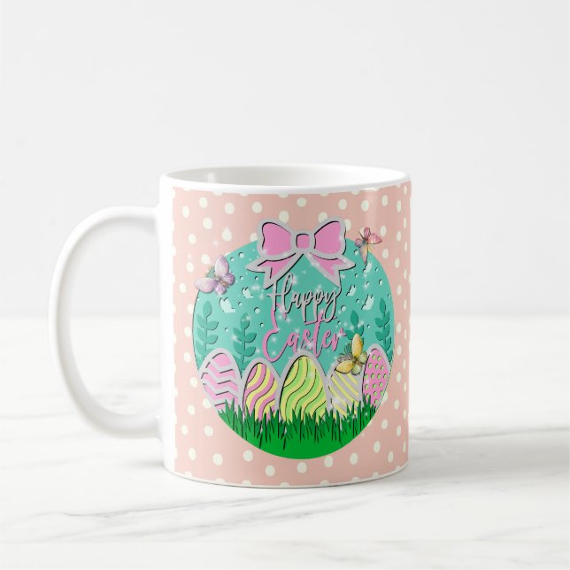 Caneca De Café Ovos Felizes de Páscoa e Borboletas (Esquerda)