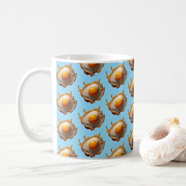 Caneca De Café Ovos Fritos com Gema para Cima (Com Donut)