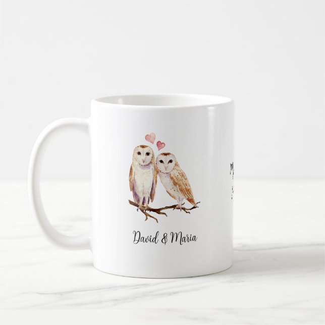 Caneca De Café Owl Couple in Love (Esquerda)