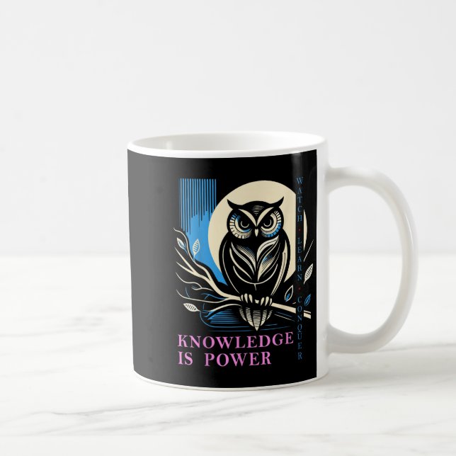 Caneca De Café Owl - Knowledge Is Wer - Wisdom Owl Design  (Direita)