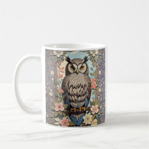 Caneca De Café Owl Pastel Floral William Morris Inspirado