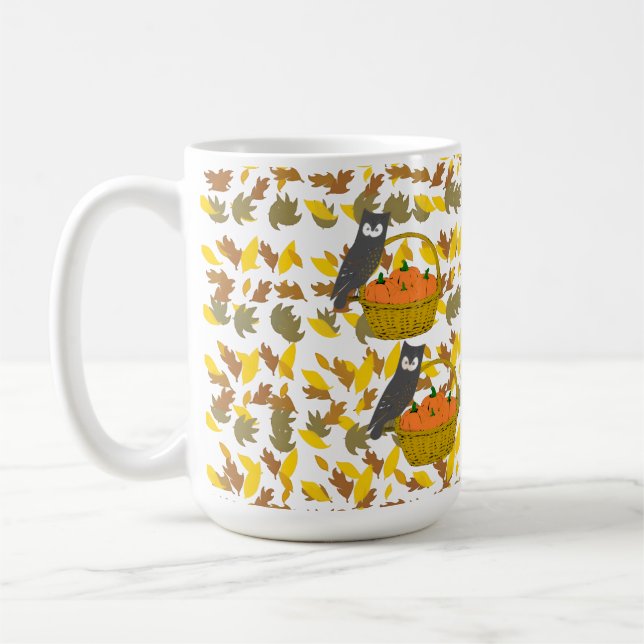 Caneca De Café Owl & Pumpkin Harvest" Coffee Mug  (Esquerda)