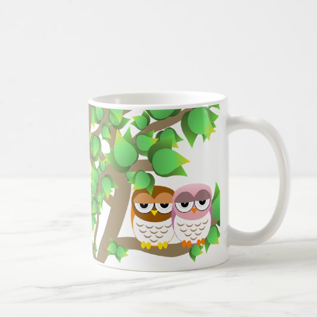 Caneca De Café Owls in tree (Direita)