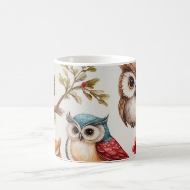 Caneca De Café Owls on a Branch IV (Centro)
