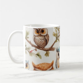 Caneca De Café Owls on a Branch IV