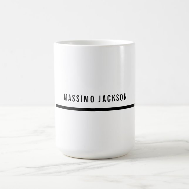 Caneca De Café Own Name Decorative Chic Plain Simple Black White (Centro)