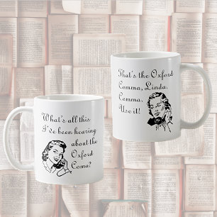 Caneca De Café Oxford Comma Not Coma with Retro Ladies