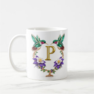 Caneca de Café P Monograma Beija-Flor Luxuosa Joal