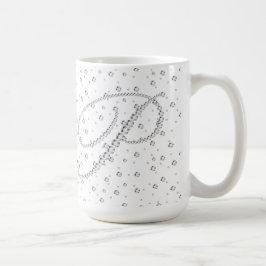 Caneca De Café P Monograma inicial Impressão de diamantes brancos
