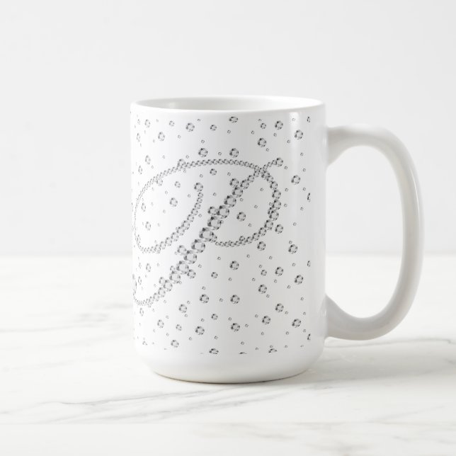 Caneca De Café P Monograma inicial Impressão de diamantes brancos (Direita)