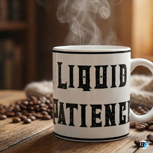 Caneca De Café Paciência Líquida   Selo Divertido Sarcástico Desg