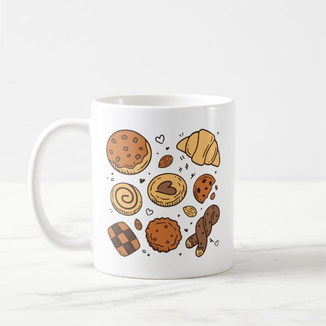 Caneca De Café Padaria de biscoitos e pães fofos (Esquerda)