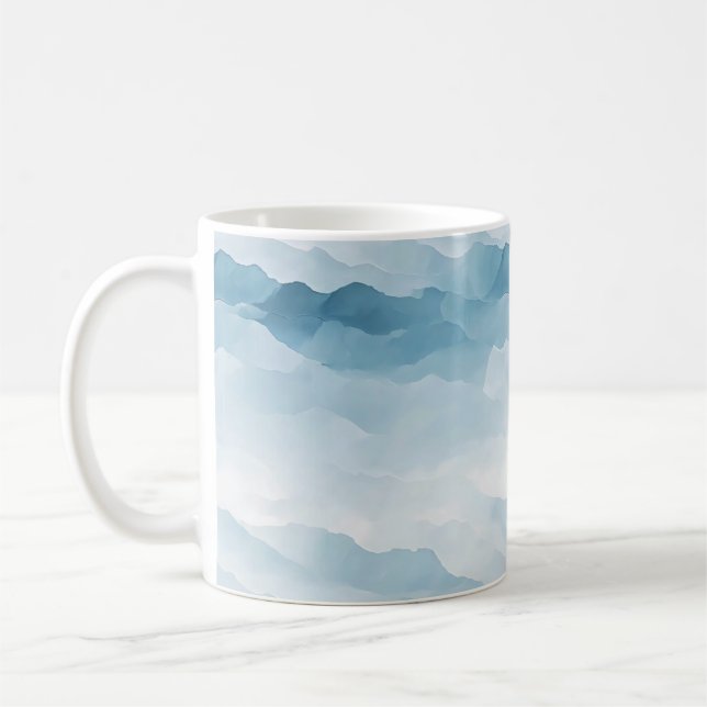 Caneca De Café Padrão Abstrato Azul Frio (Esquerda)