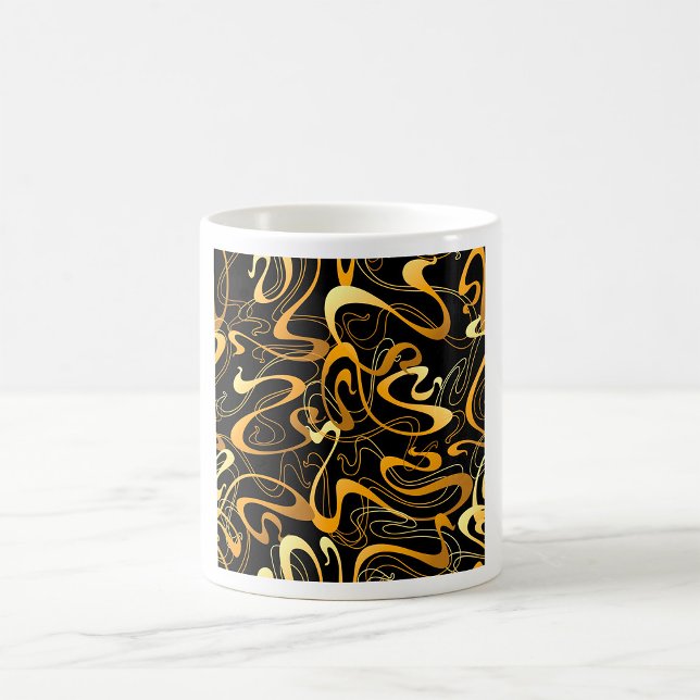 Caneca De Café Padrão Abstrato de Redemoinho Dourado (Criador carregado)