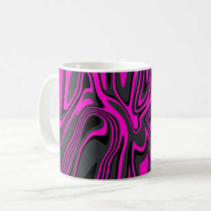 Caneca De Café Padrão Abstrato de Rosa e Preto Girando